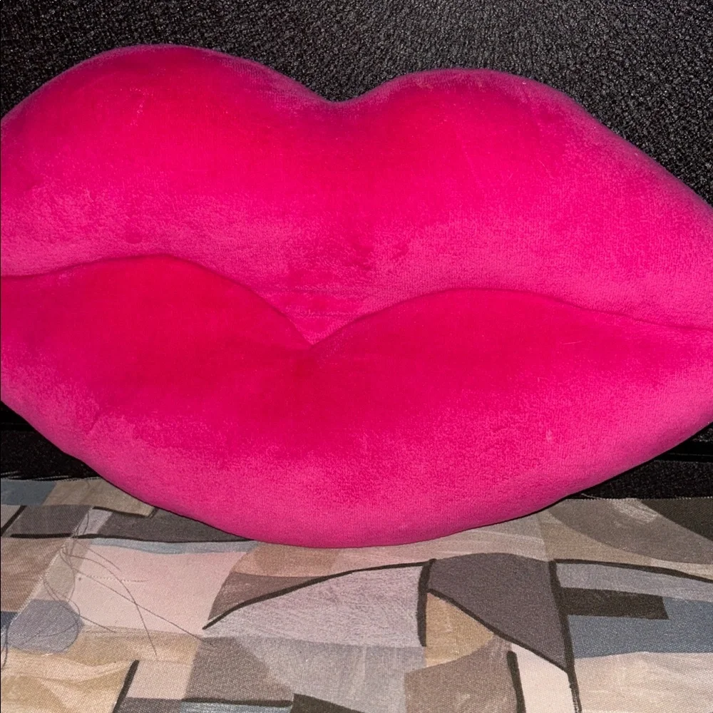 Pink Lip-Shaped Accent Pillow